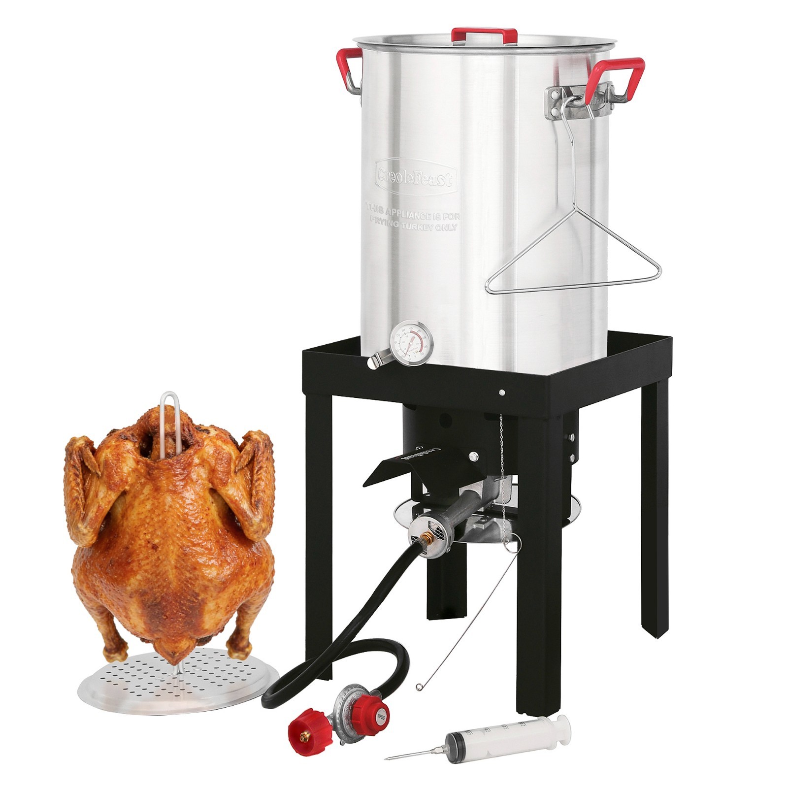 Creole Feast Premium Aluminum 30 Qt. Turkey Fryer Set Propane Gas Burner Outdoor
