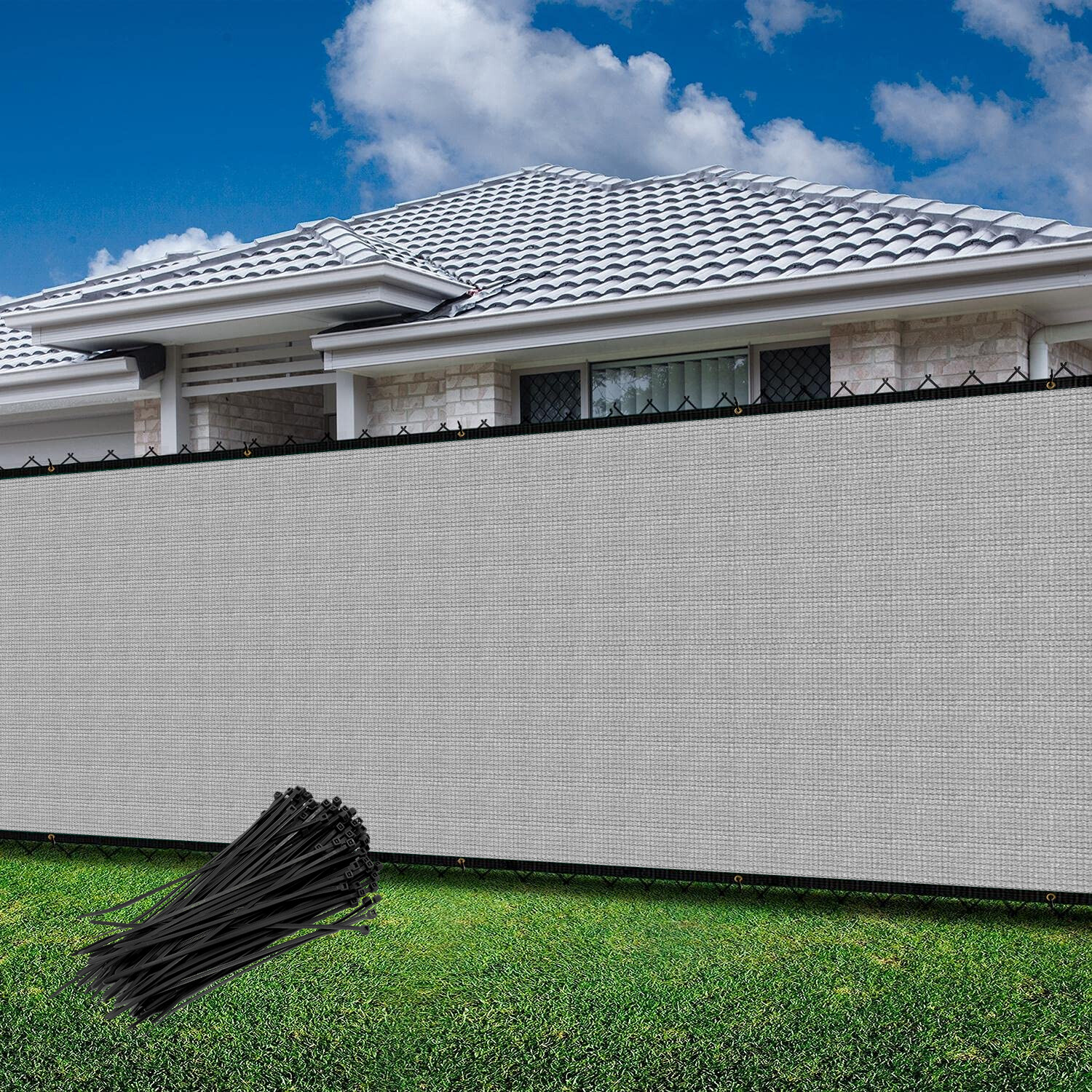 4' 5' 6' 8' tall Fence Privacy Screen Shade Cover Windscreen Mesh Garden-Grey