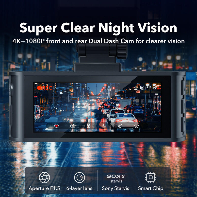 REDTIGER F7N 4K Dual Dash Camera Front and Rear Dash Cam Built-in WiFi&GPS