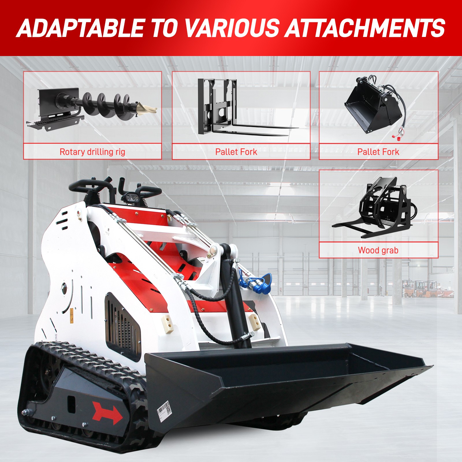 B&S Engine Mini Skid Steer Track Loader Crawler with 2 Attachments