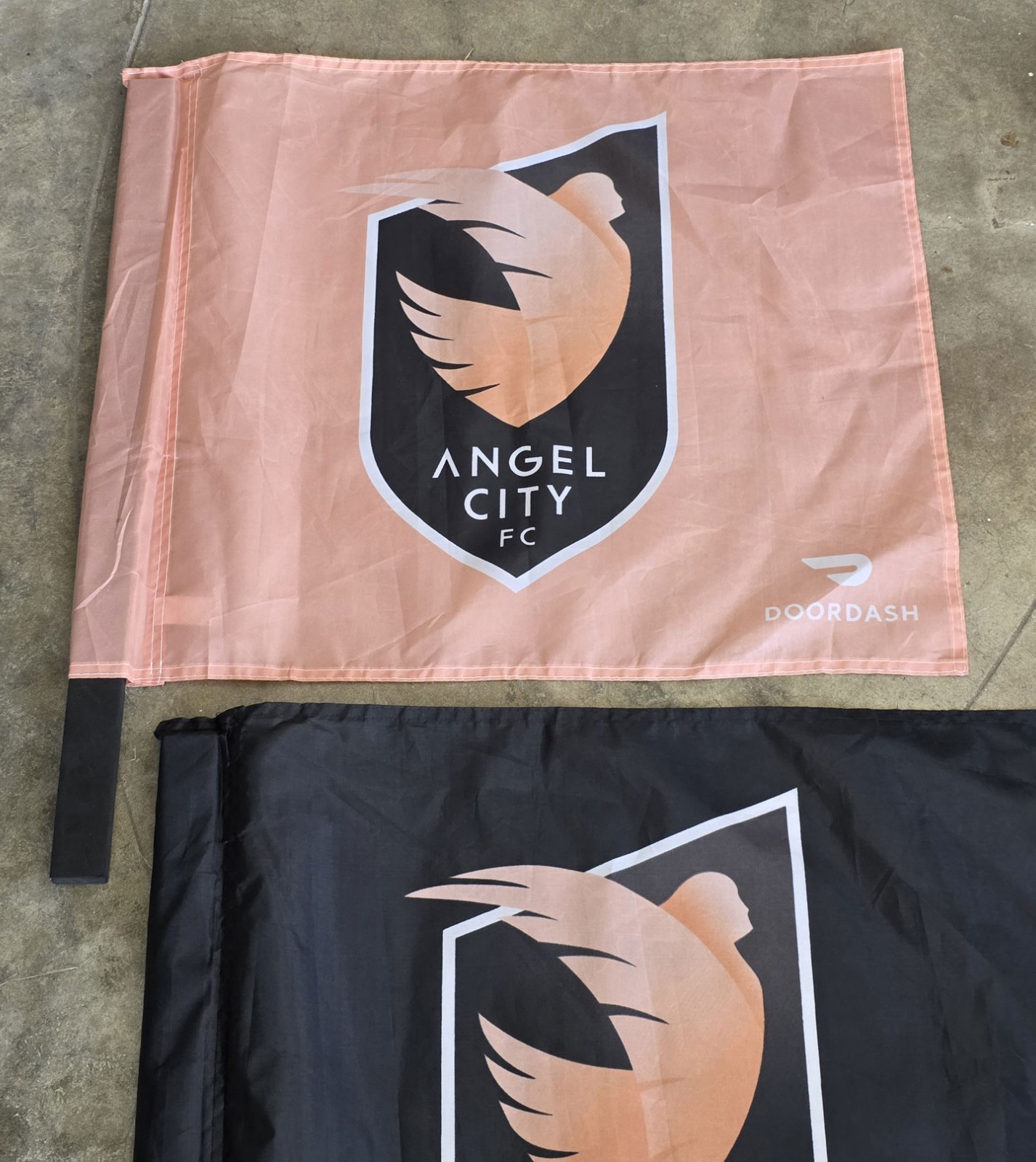 Angel City FC Opening Day Flags - Black & Pink - Los Angeles Football Club! WoW!