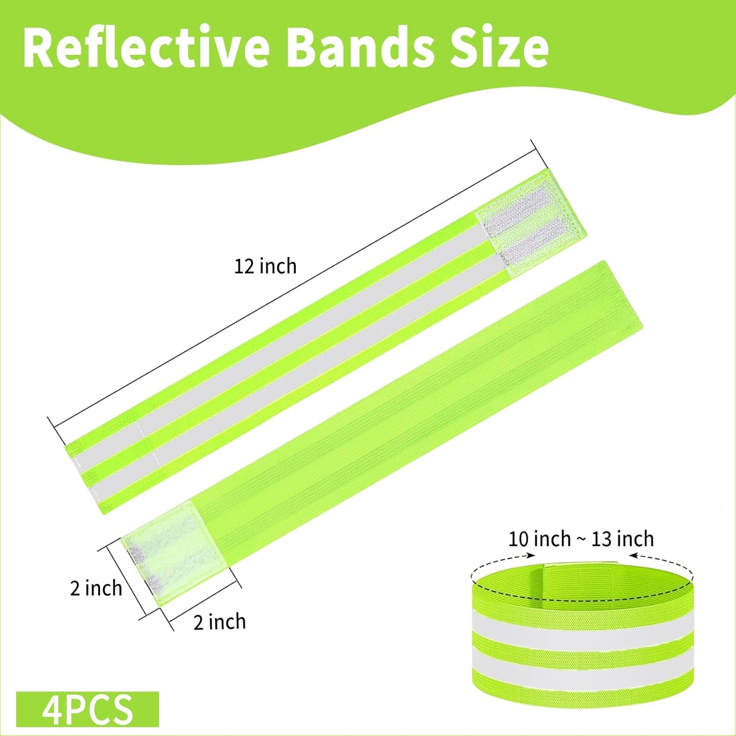 4 Pack of High Visibility Reflective Bands Wristbands for Cycling Running Arm...