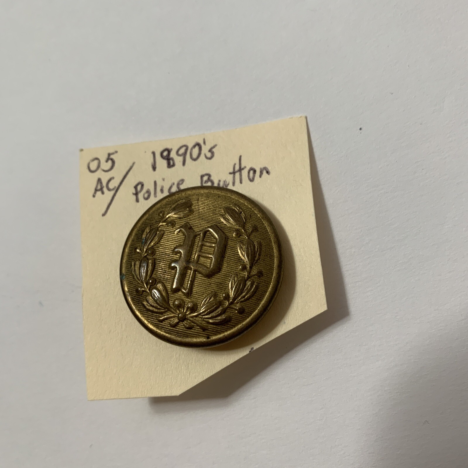 Police Button Vintage Collectible 1890 1 Gold 1 Silver Quality Police Button