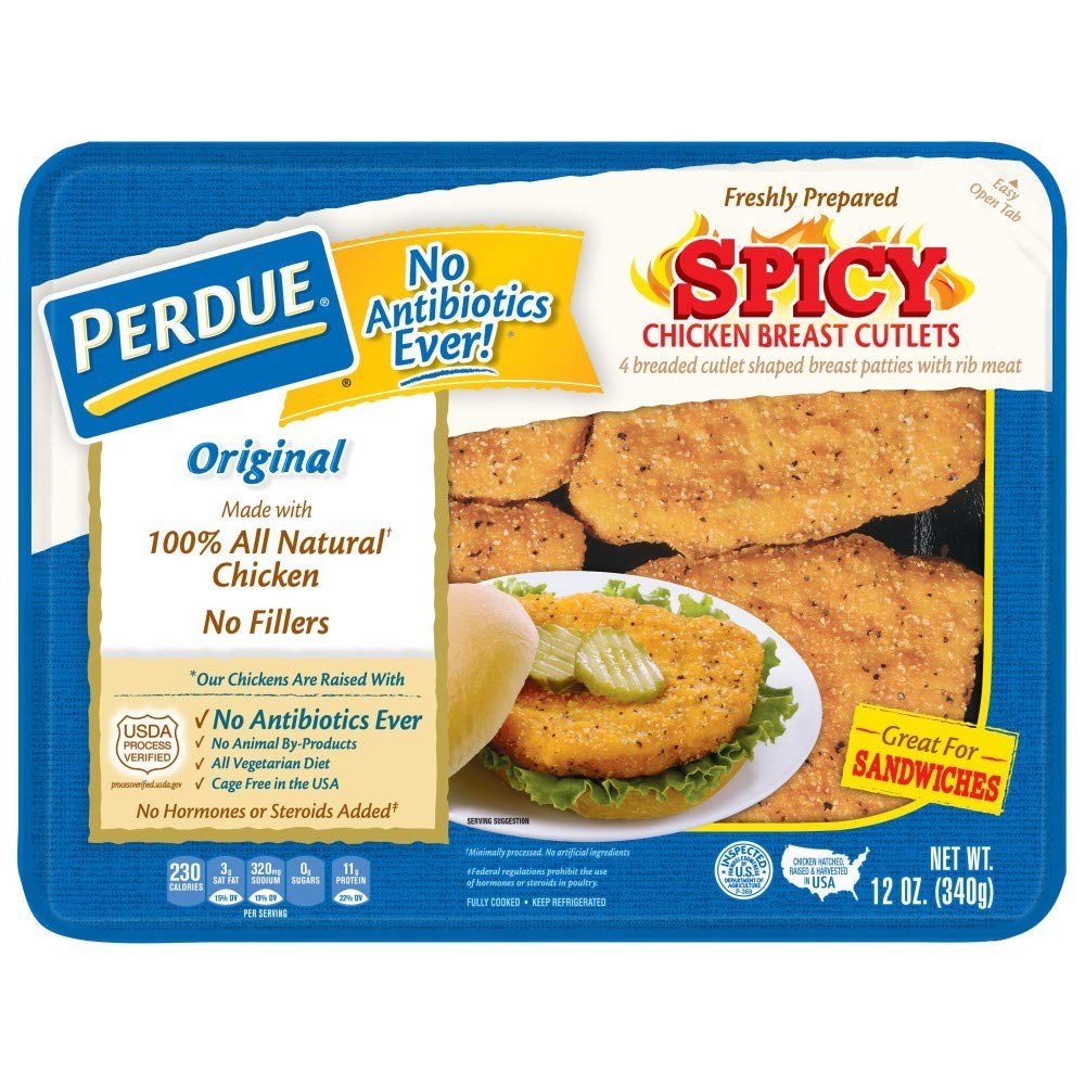 Perdue Spicy Breaded Chicken Cutlet, 0.75 Lb Pack of 2