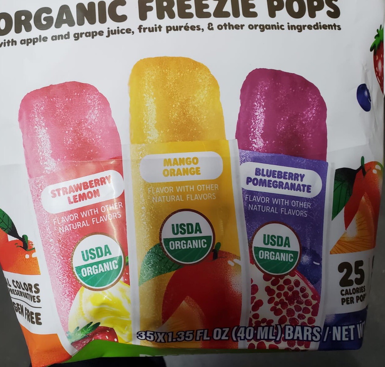 Deebee’s Organics Super Fruit Organic Freezie Pops Assorted Flavors, 35 Pops!