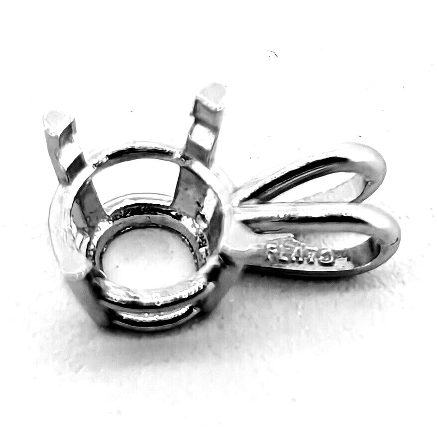 Solid Platinum Round Pendant Pre-Notched Setting Mount 2.5mm-10.5mm