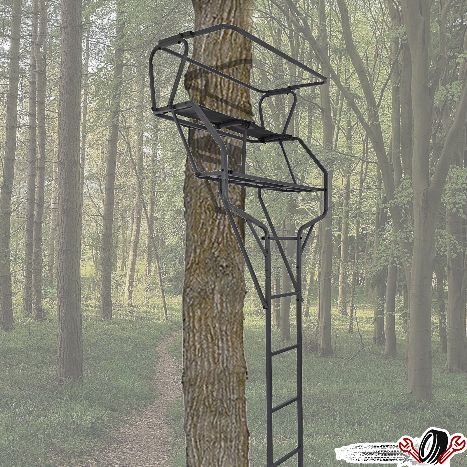 Protable New 18 Feet 2 Person Deer Hunting Ladder Climbing Tree Stand Step Steel