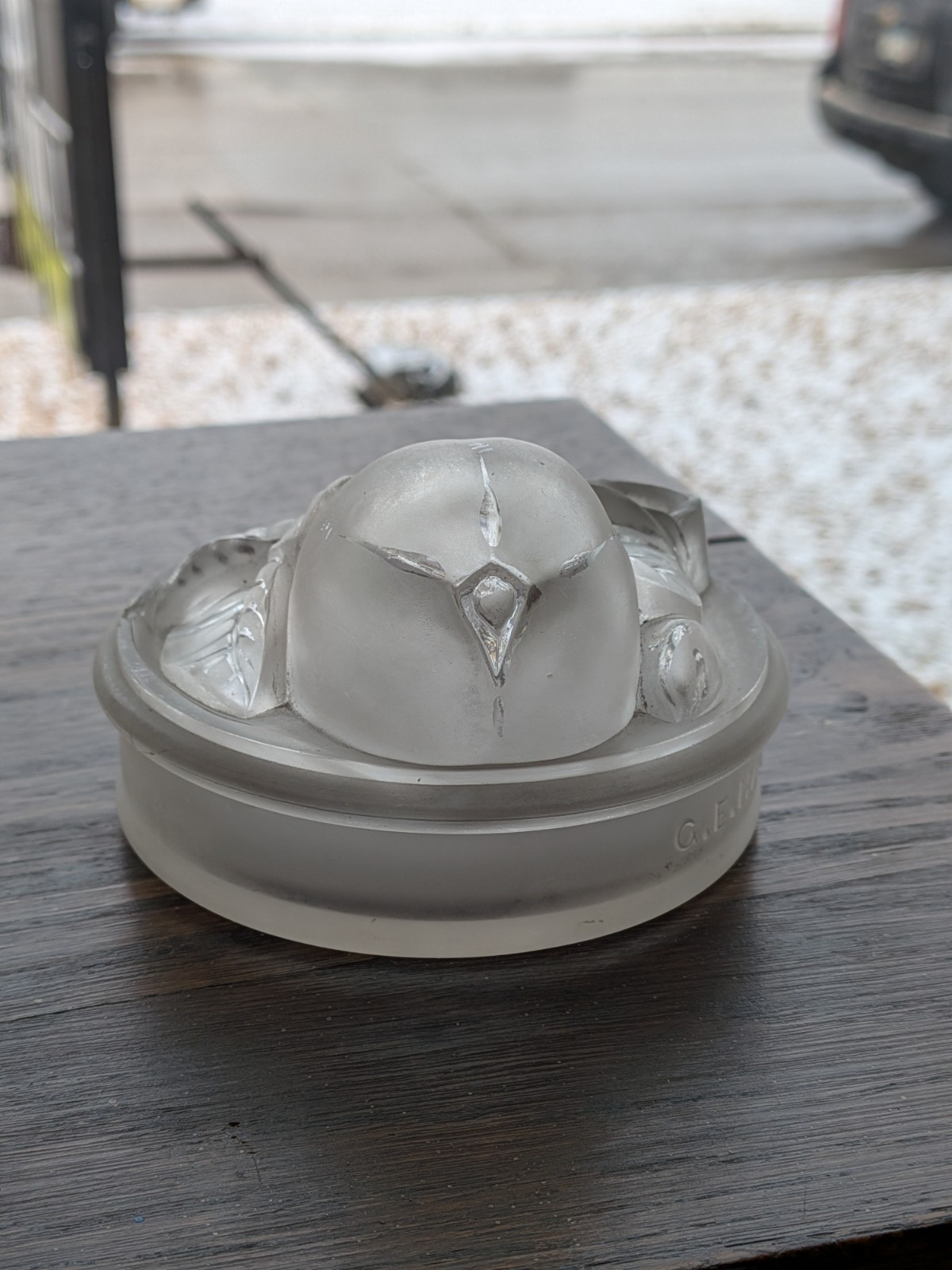 Blown Glass Figural Pear Inkwell GE Hatch Patented 1875 Cut Shut Pontil Bottle