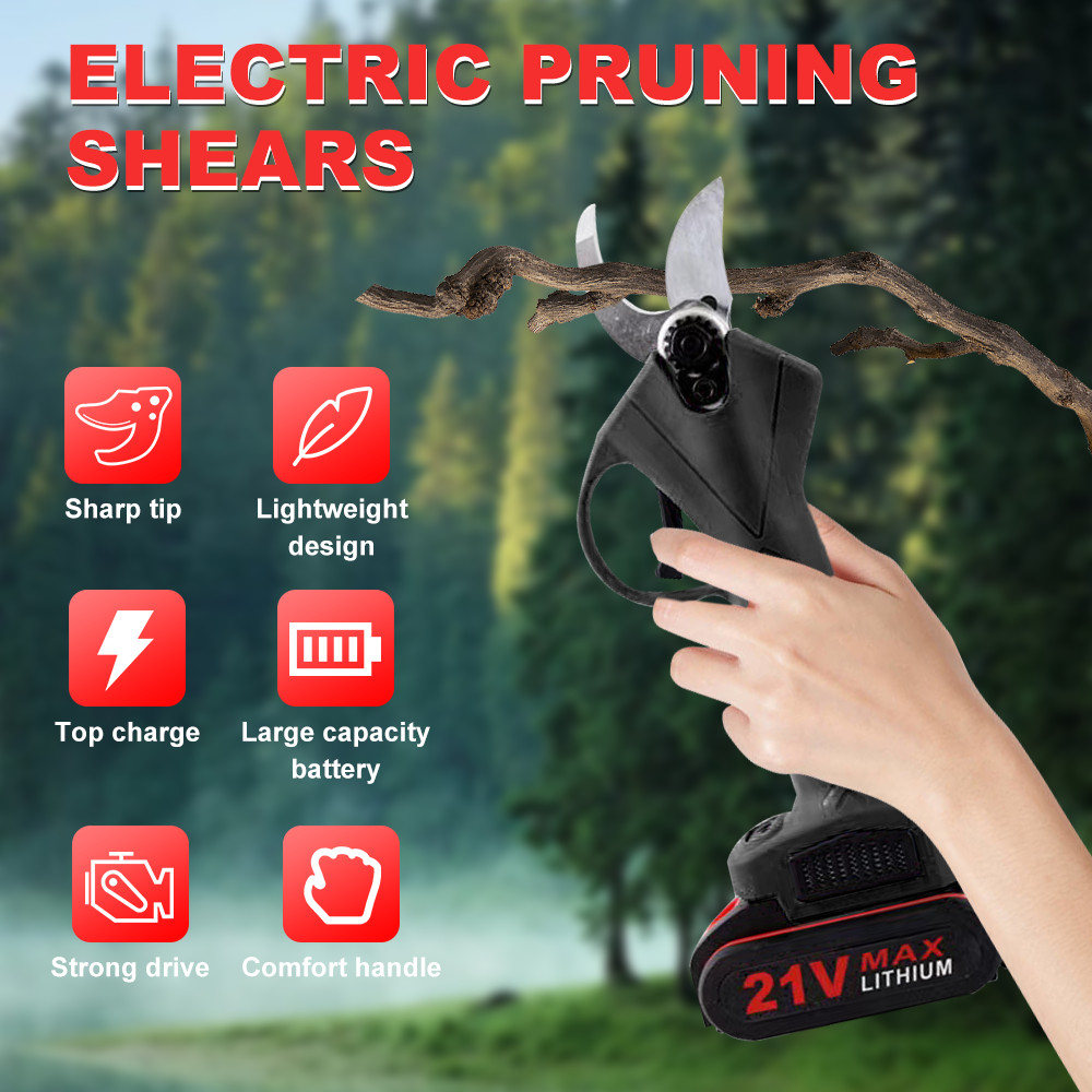 Electric Pruning Shears Cordless Pruner Brushless Branch Cutter with 2 Batteries