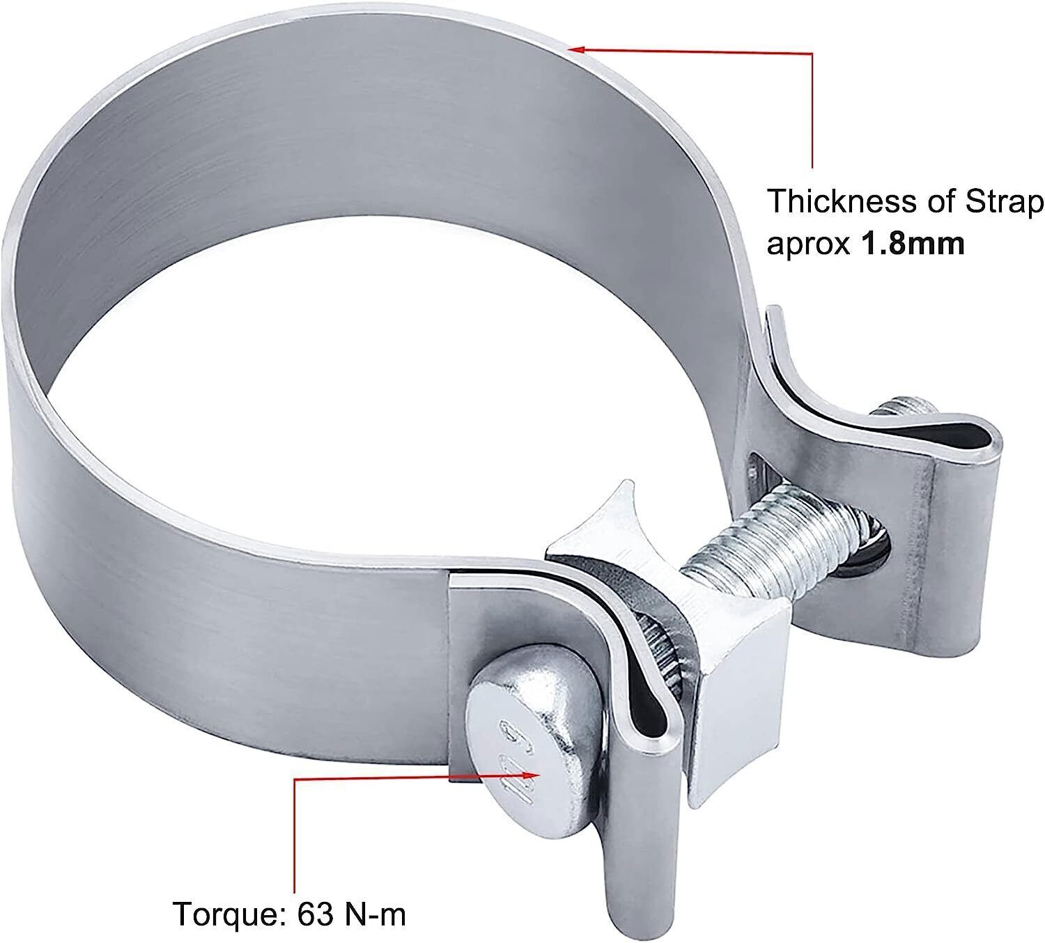 2PCS 2" Inch Narrow Band Exhaust Clamp Lap Joint T409 Stainless Steel 2 in