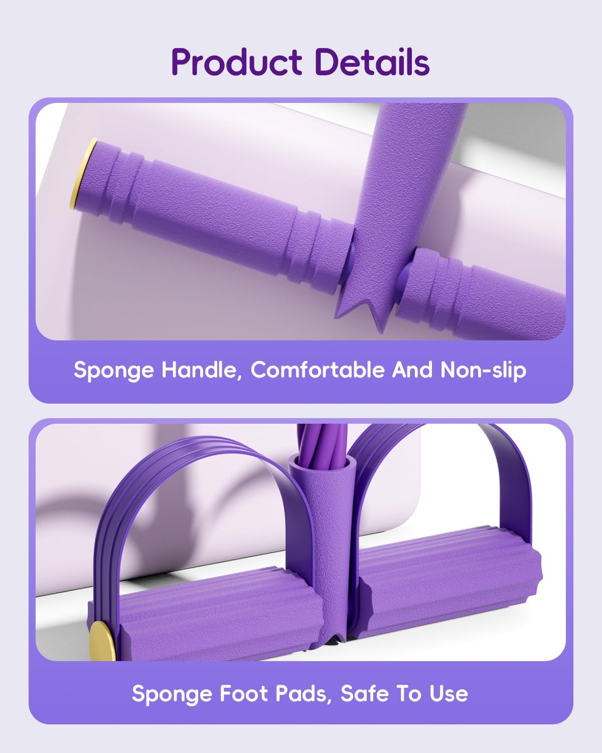 Pedal Resistance Band with Handle,6-Tubes Elastic Pull Rope Fitness Foot Peda...