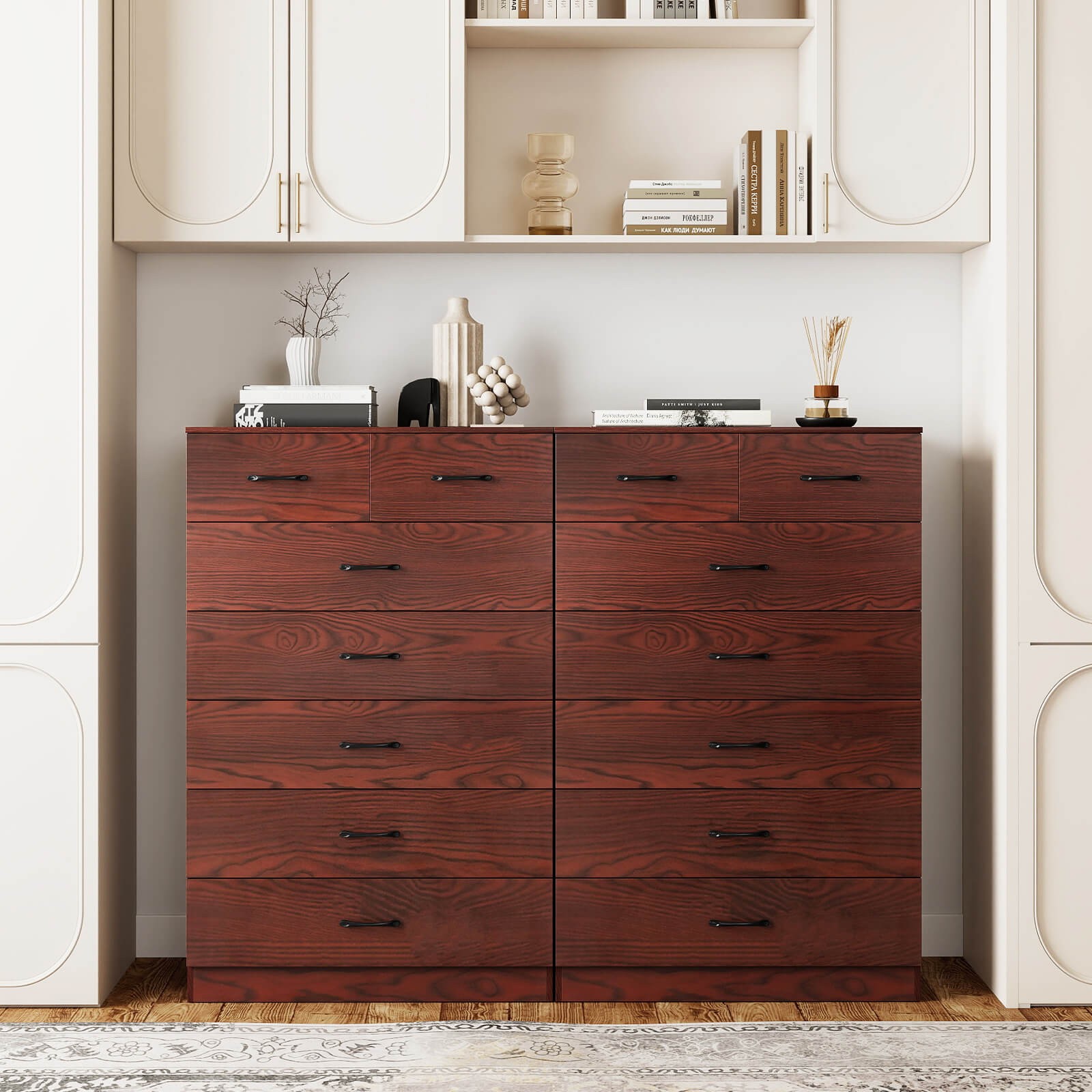 7 Drawers Dresser Wooden Chest of Drawers w/ Metal Handles, Guide Rails Espresso