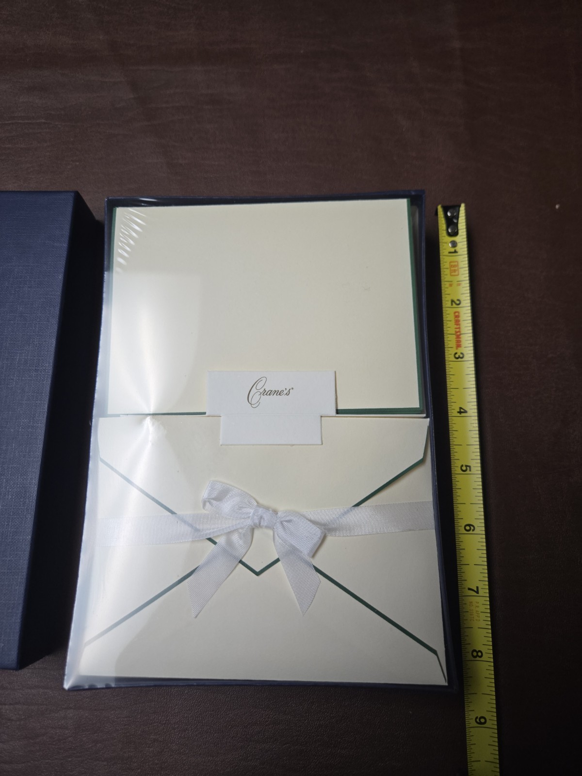 Crane's stationery classic design with a white ribbon bow & cards. Sealed In Box