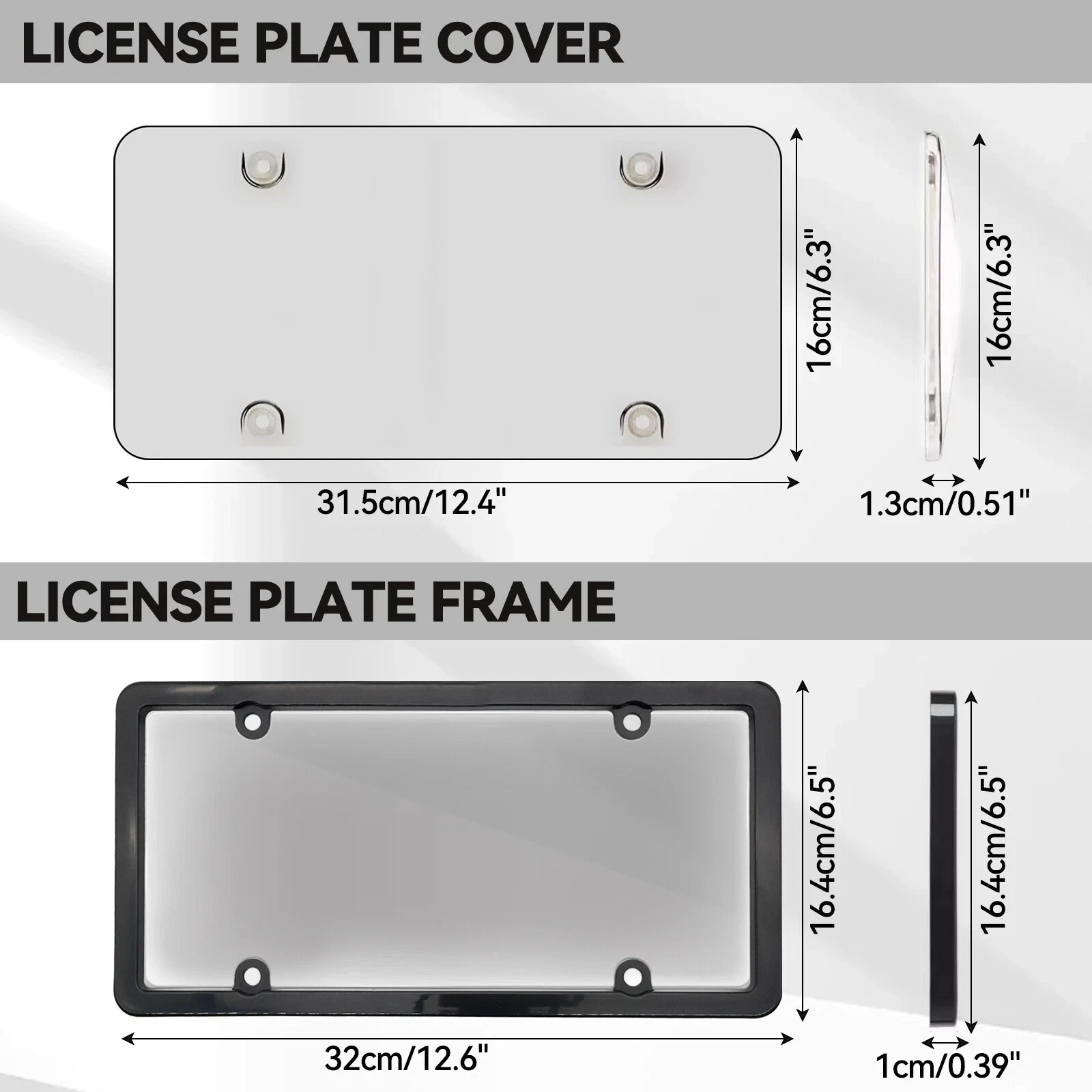 2X Unbreakable License Plate Covers+Frames Auto Tag Shield Protector Front Rear