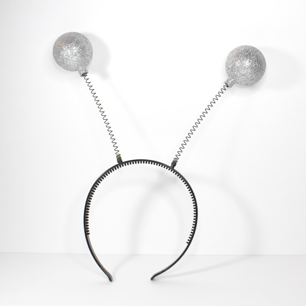 Alien Antenna Headband, Martian Alien Headband, Fun Sparkly Silver Boppers Balls