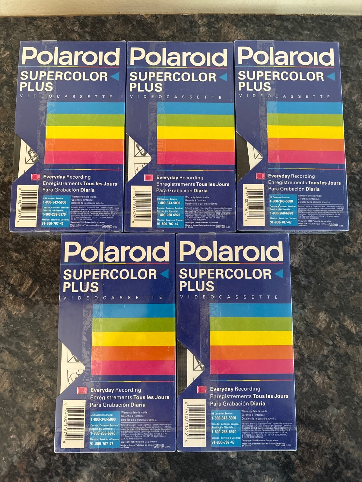 Lot of 5 Polaroid T-120 Supercolor Plus VHS Blank Video Cassette Tapes Sealed