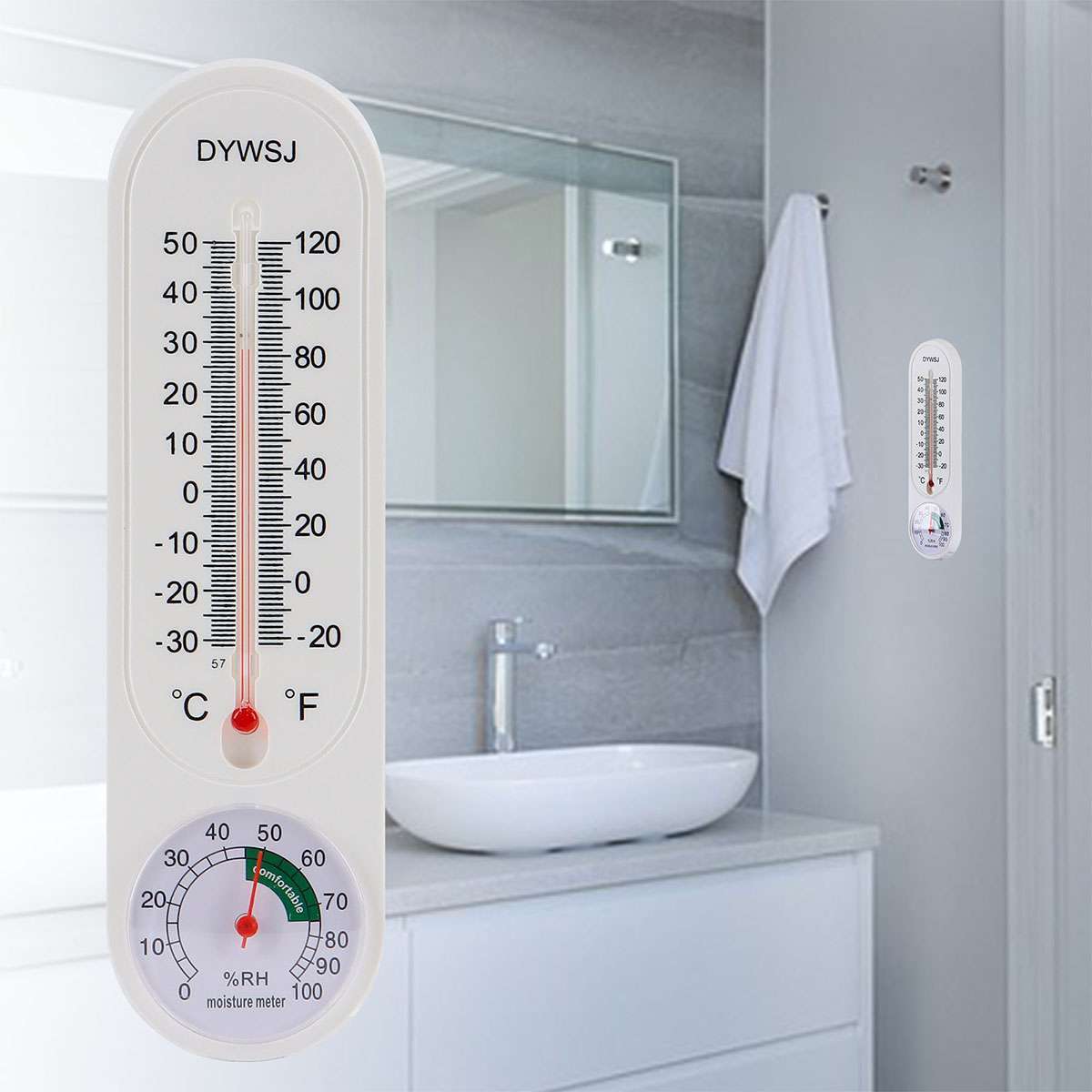 Wall Thermometer Indoor Outdoor Mount Garden Greenhouse Home Humidity Meter Tool