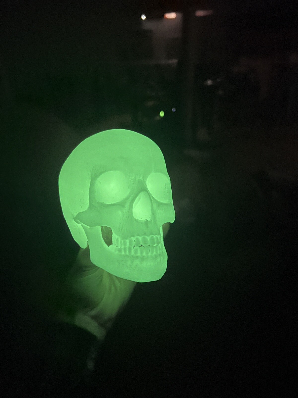 Glow In the Dark Human Skull! (Good Quality:3DP:White-PLA) GREEN OR BLUE GLOW!