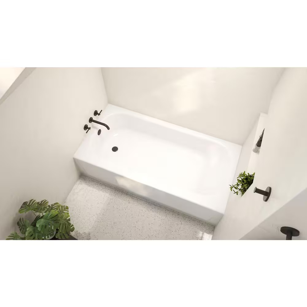 Bootz Aloha 60x30 Alcove Soaking Bathtub Left Drain White Steel Tub 011-3365