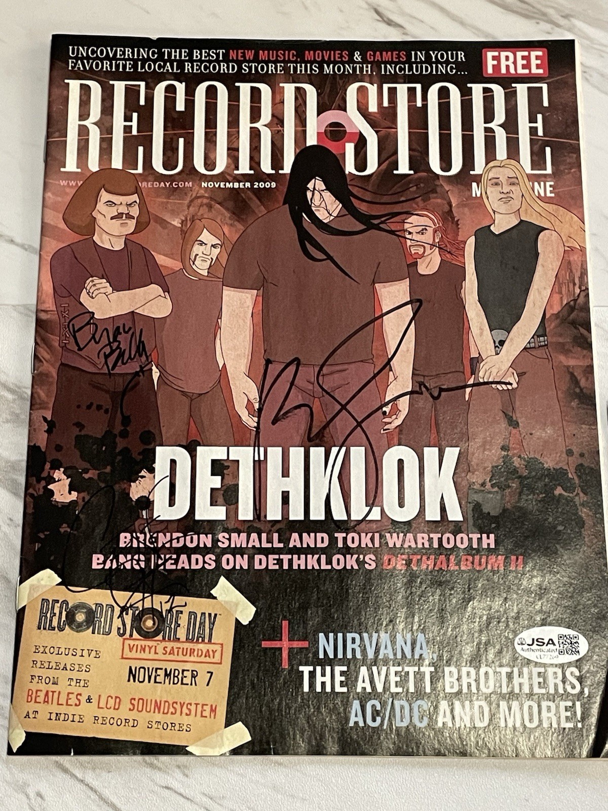 Metalocalypse Dethklok Signed Record Store Magazine Small Hoglan Beller JSA