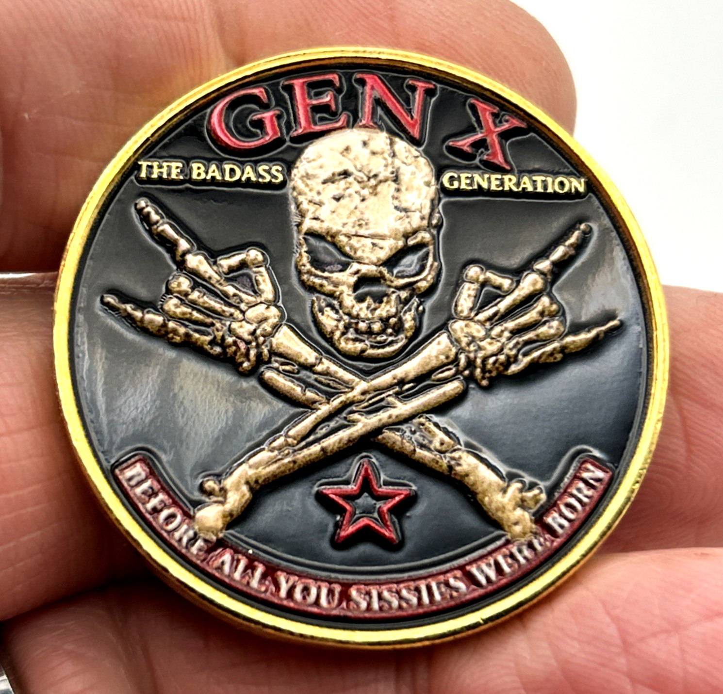 GEN-X 1965-1980 Skull *BADAS$ Generation Challenge Coin Collectible Medal