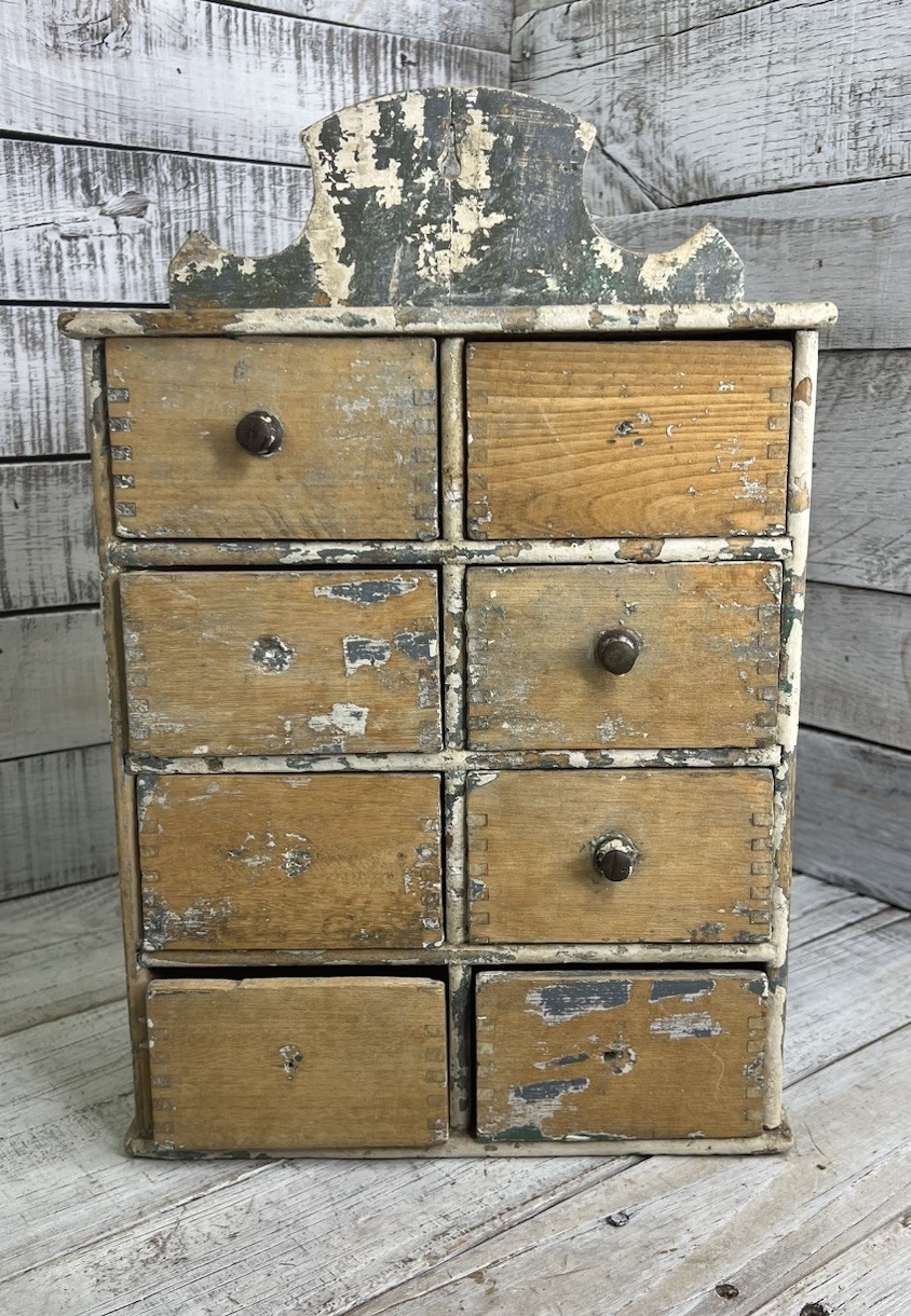 ANTIQUE VINTAGE WOODEN 8 DRAWER SPICE CABINET APOTHECARY CHEST HANDMADE AS IS 🤎