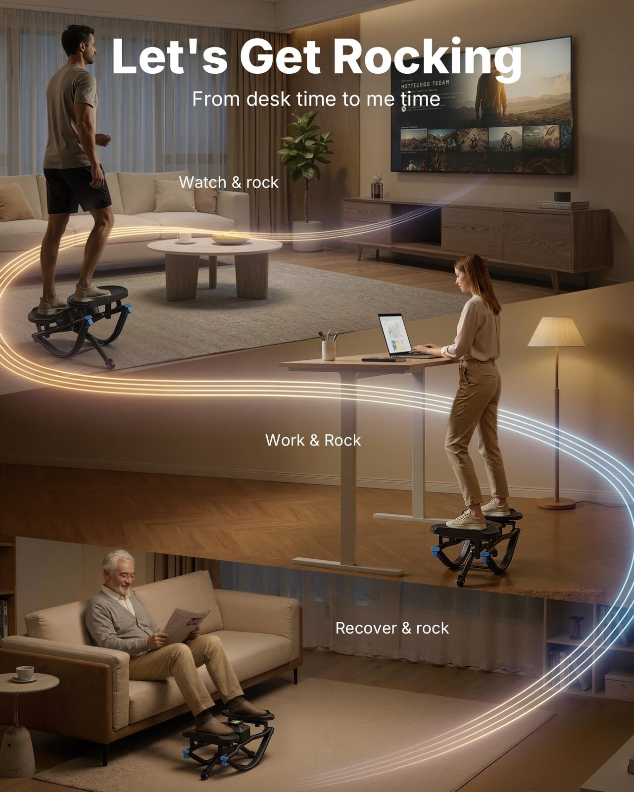 Merach Rocking Steppers for Exercise at Home, 3D Motion Stair Stepper with