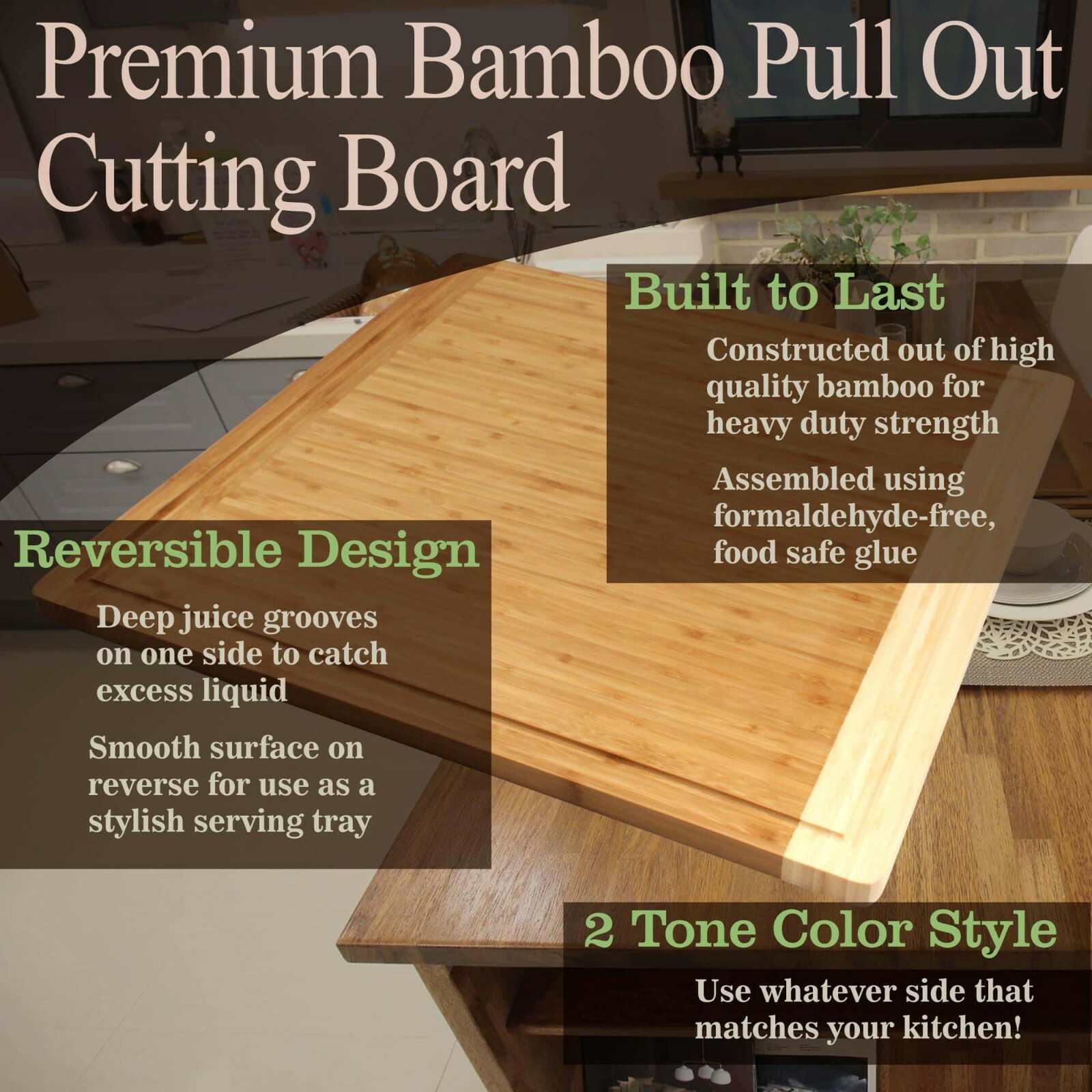 Universal Premium Pull Out Cutting Boards - Under Counter Drawer Replacement