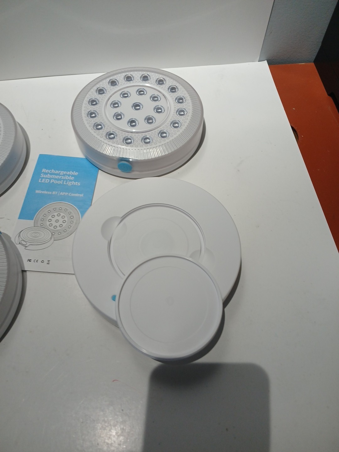 Rechargeable Submersible LED Pool Lights Wireless APP Control Waterproof 4 Pack