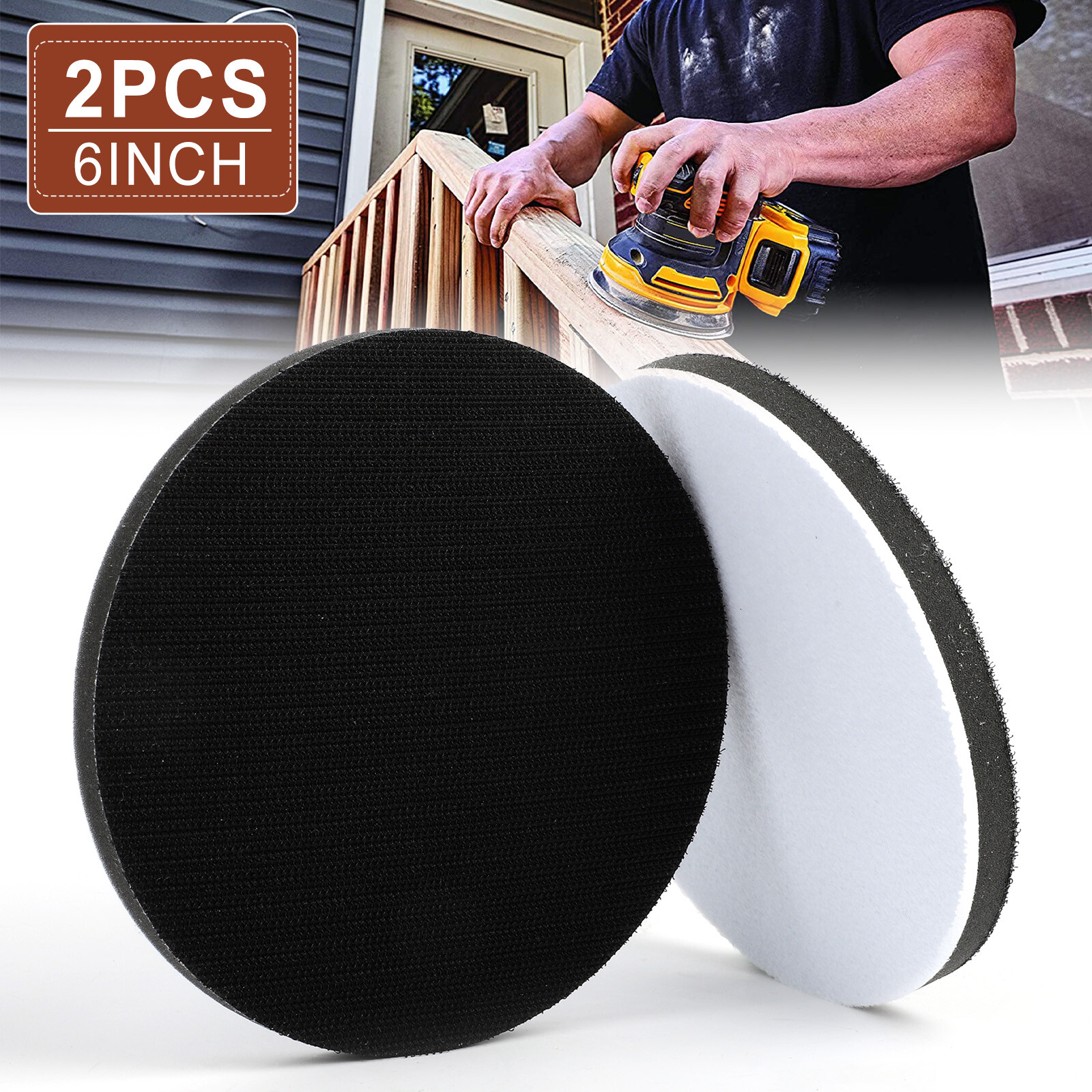 2Pcs 6in Foam Cushion Interface Sanding Disc Hook Loop Sander Buffer Backing Pad