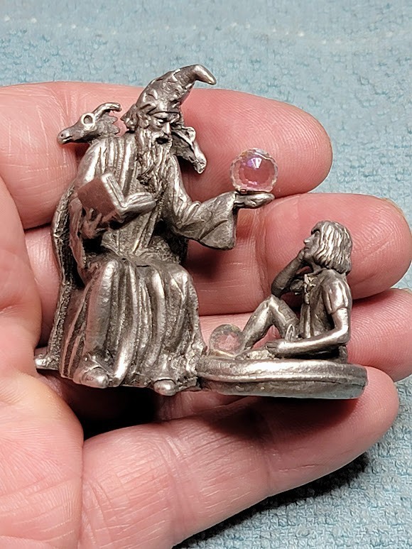 Gallo Pewter Wizard Teacher Apprentice 1986 & Sage guide with Lantern of Wisdom