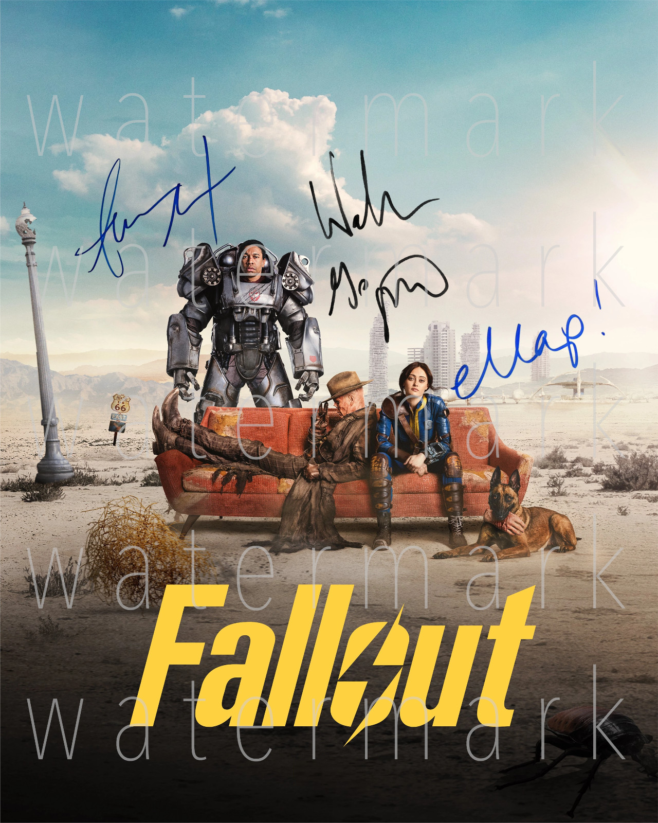 Fallout Goggins Purnell Moten signed 8X10 poster print photo autograph RP