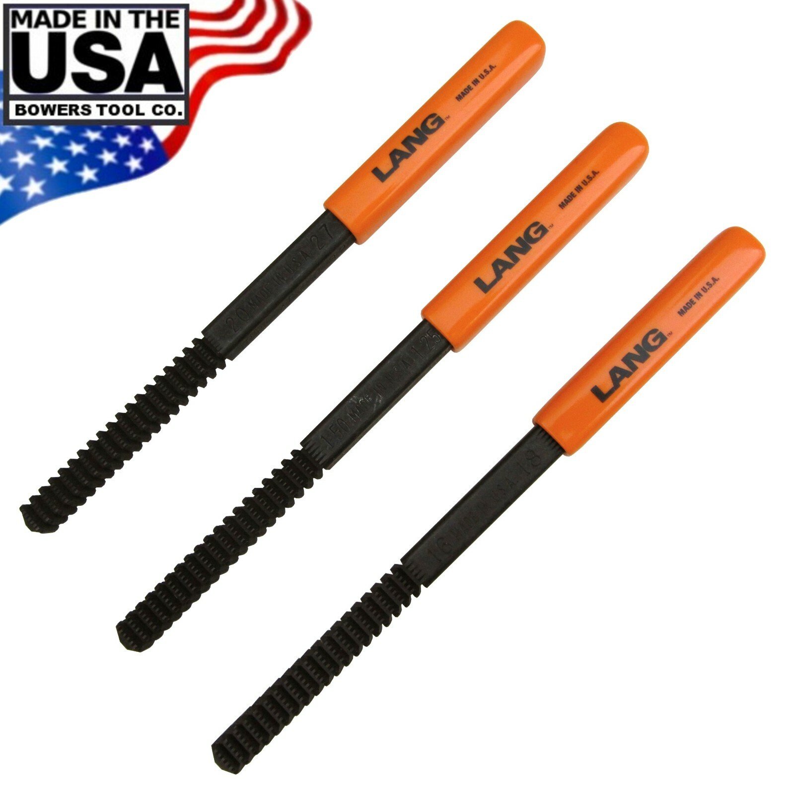 Lang 3pc Thread Restoring File Set SAE & Metric MADE IN USA Rethread 2573