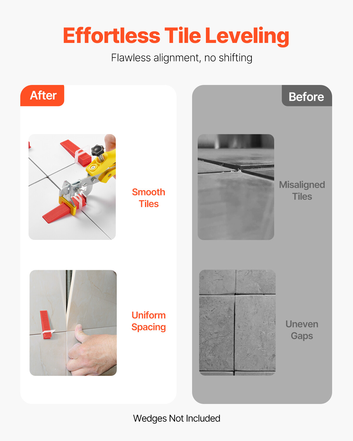Tile Leveling System 1/8" (3 mm) 700pcs Tile Spacers+200 Reusable Wedges 1 Plier