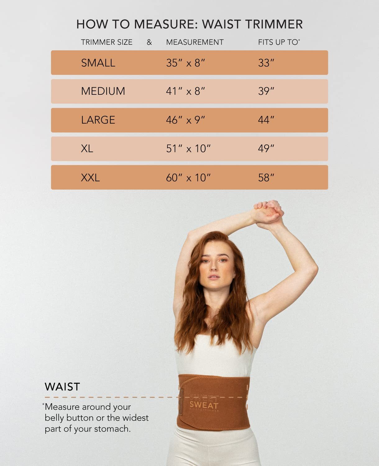 Sweet Sweat Waist Trimmer - Toned Clay Medium (41 x 8in) - Wash Bag Included