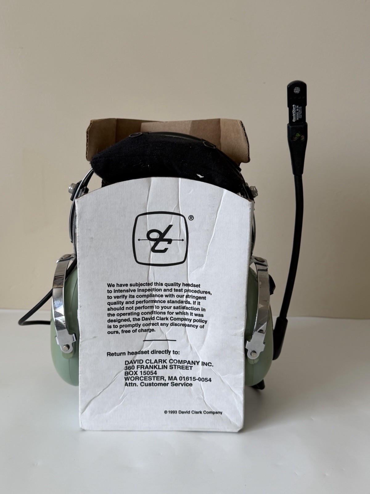 David Clark Aviation Headset Model H10-26 Noise Cancelling Microphone M7A