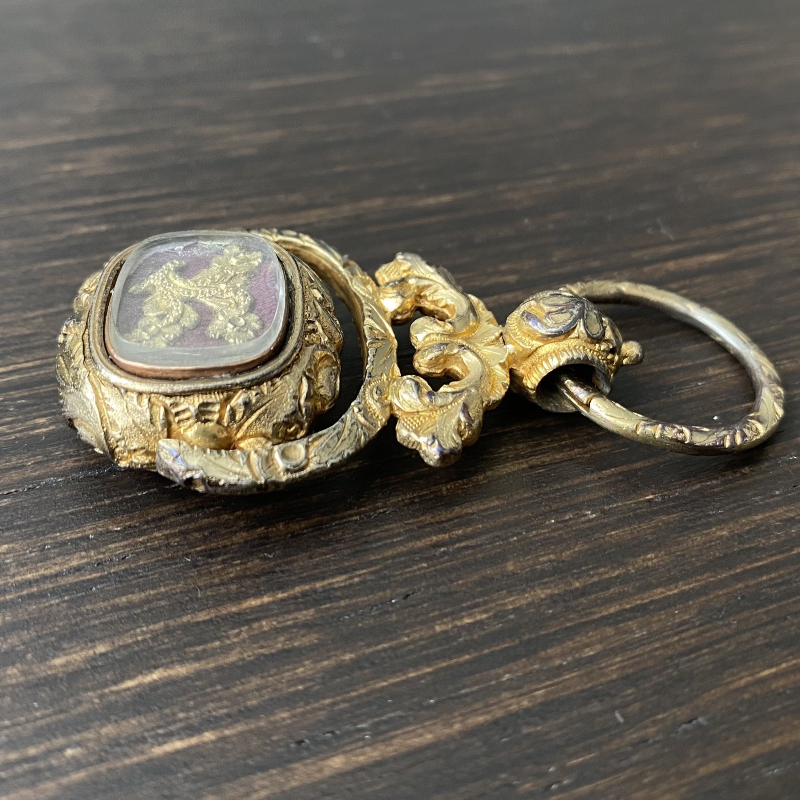 Antique Georgian or Victorian Large Double Sided Gold Tone Watch Fob