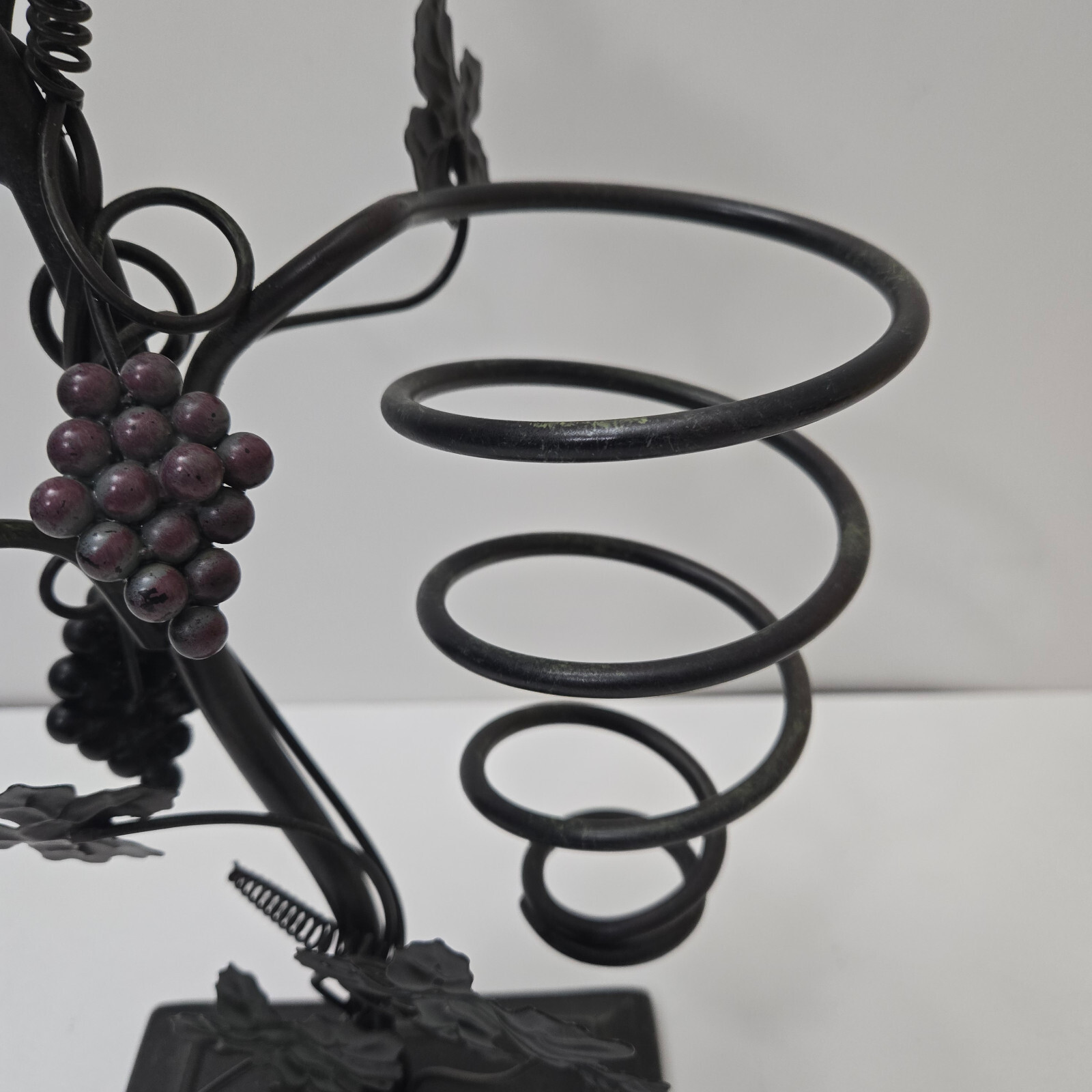 Metal Wine Rack, Holds Wine Bottle, 2 Glasses Candle On Top 17 1/2" tall