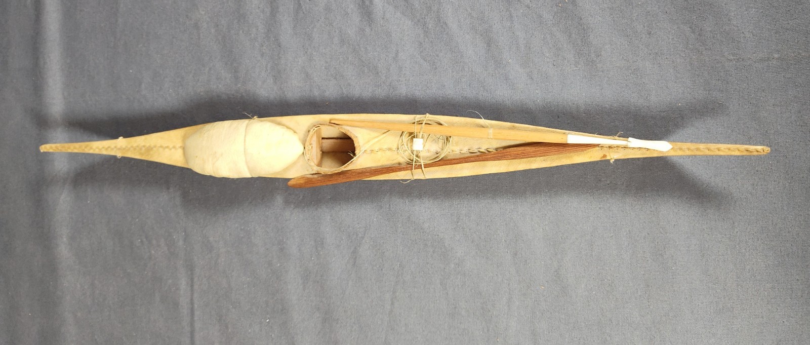 Antique Inuit Kayak Model c. 1900-1920 Authentic Detailed Handcrafted Piece 20"