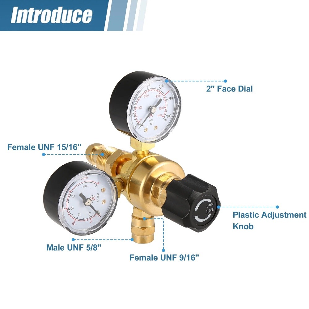 Argon CO2 For Lincoln Mig Tig Flow Meter Welding Regulator Welder Gauge Gas+Hose