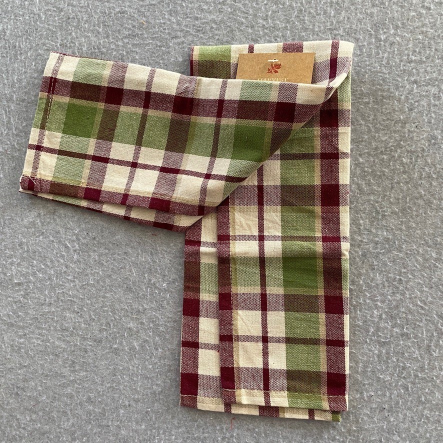 Fall Kitchen Towel Oven Mitt & Pot Holder Set of 4 Green Plaid Pumpkin NWT