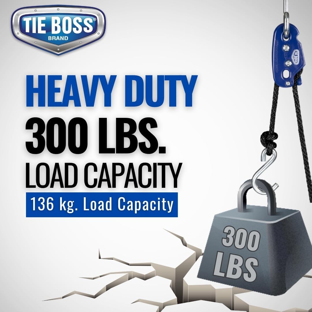Heavy Duty Tie Down System 300 lbs Limit with 15 ft Rope Blue