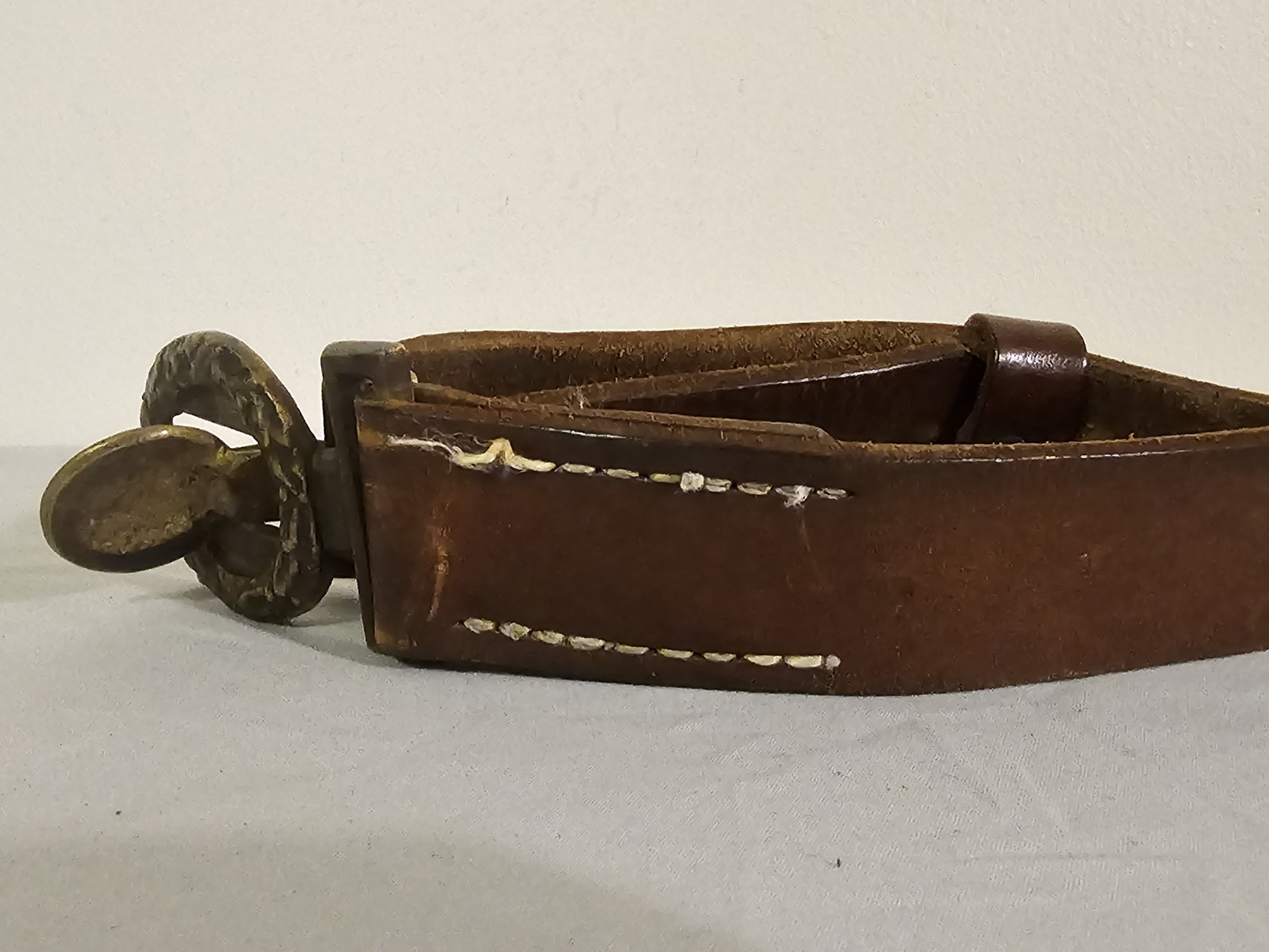 Civil War Replica Confederate 2 Piece Belt Buckle & Belt Brown Cursive CS Saber