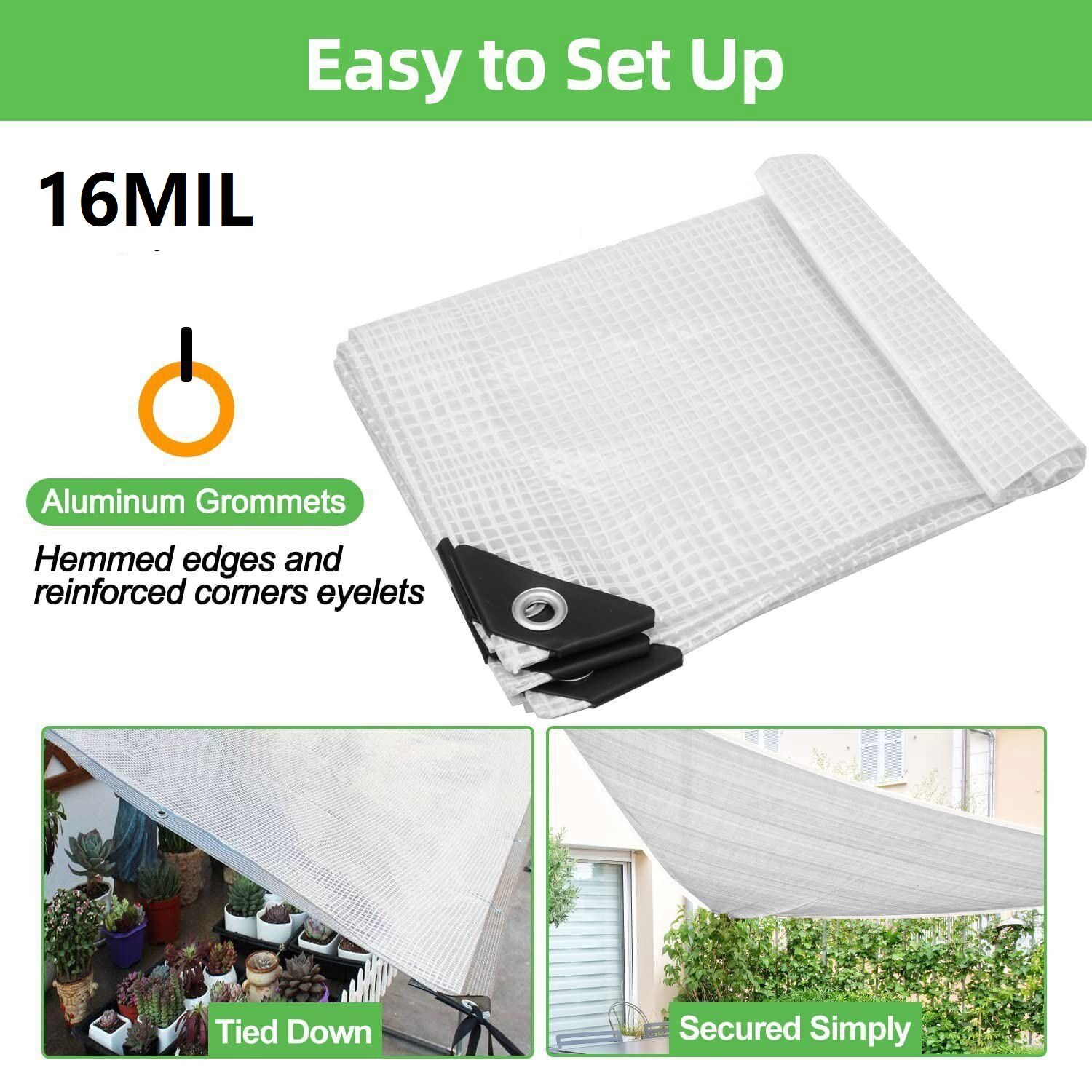 Clear Greenhouse Plastic Covering 16 Mil 6 Mil Waterproof UV Resistant Poly Tarp