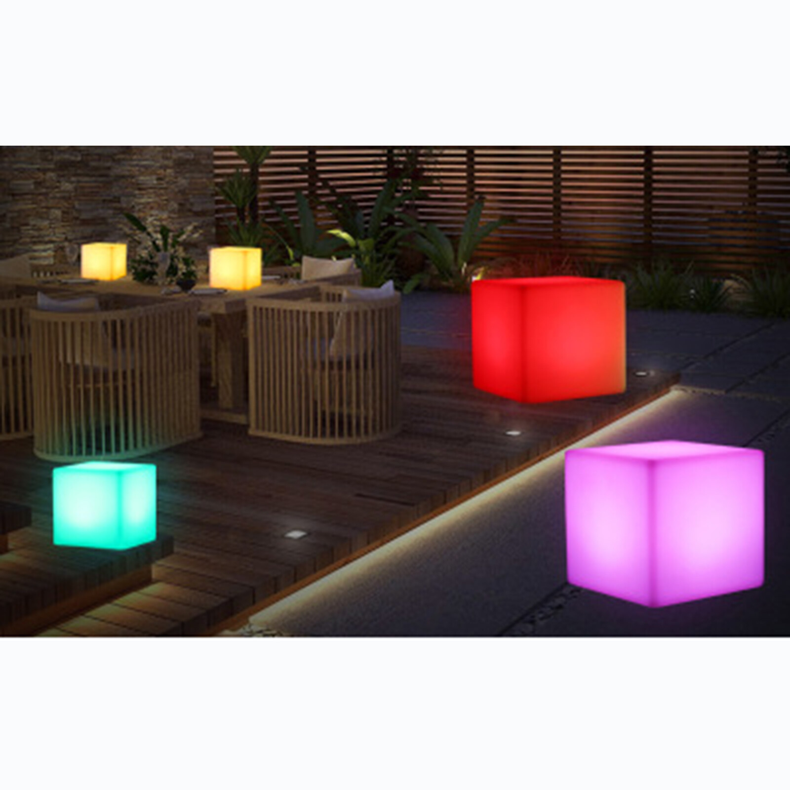 Cube LED RGB 16 Color Changing Light Stool Outdoor Indoor Patio Party Chair Seat