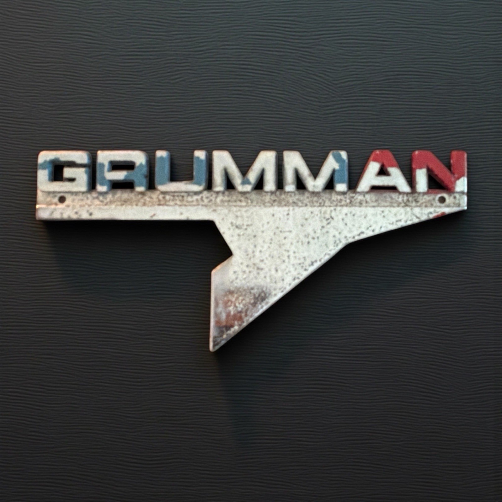 Grumman Emblem Left and Right Badges Preservation Condition Pitted Worn Awesome