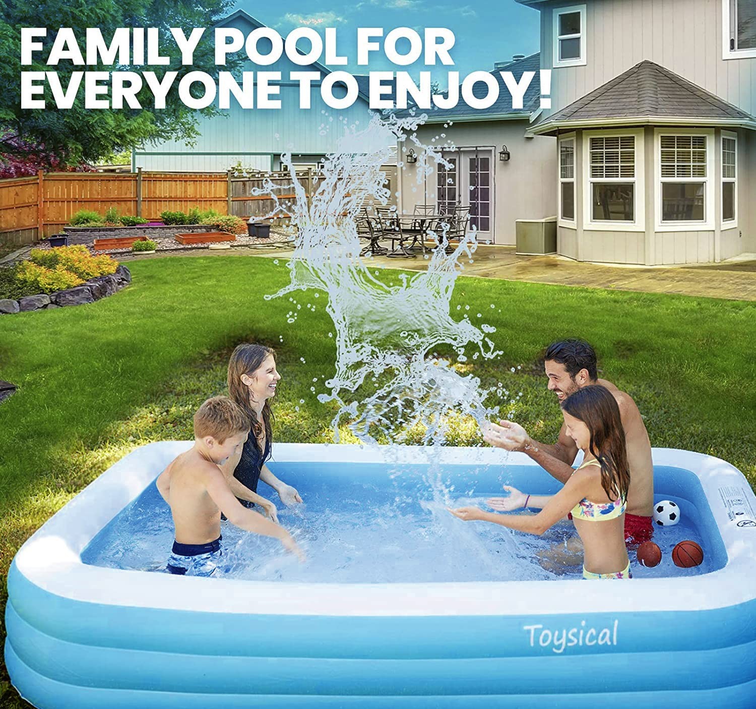 Inflatable Pool for Kids and Adults with Pump - 118 x 72 x 22 - More Durable ...
