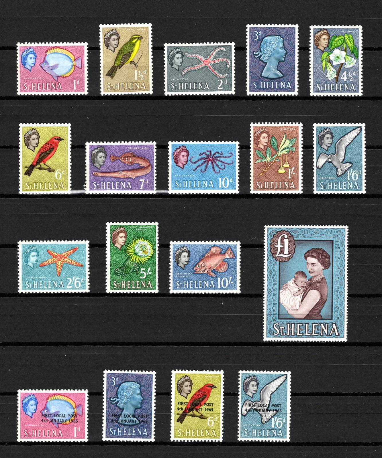 St Helena Postage Stamps - 1961-65 - #159-62 & #176-79 - MNH