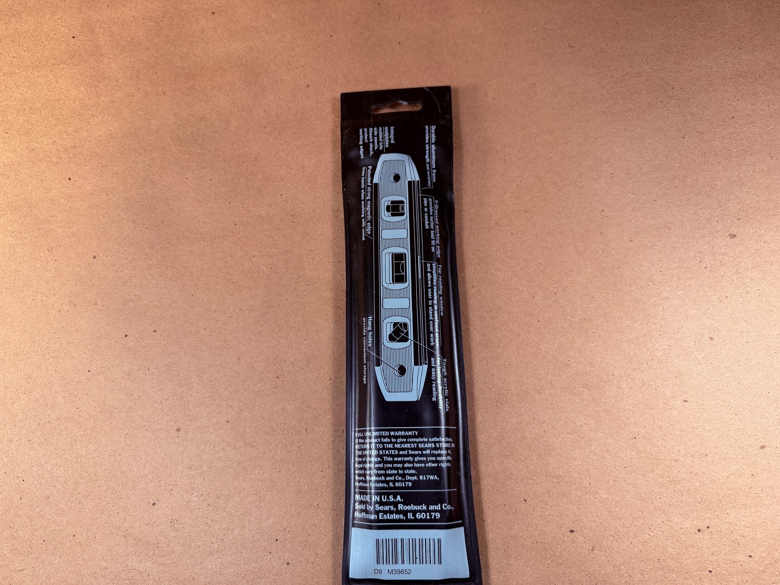 NEW Sears Craftsman USA Nos Torpedo Level 9” 39852 Red Magnetic w/ Pouch