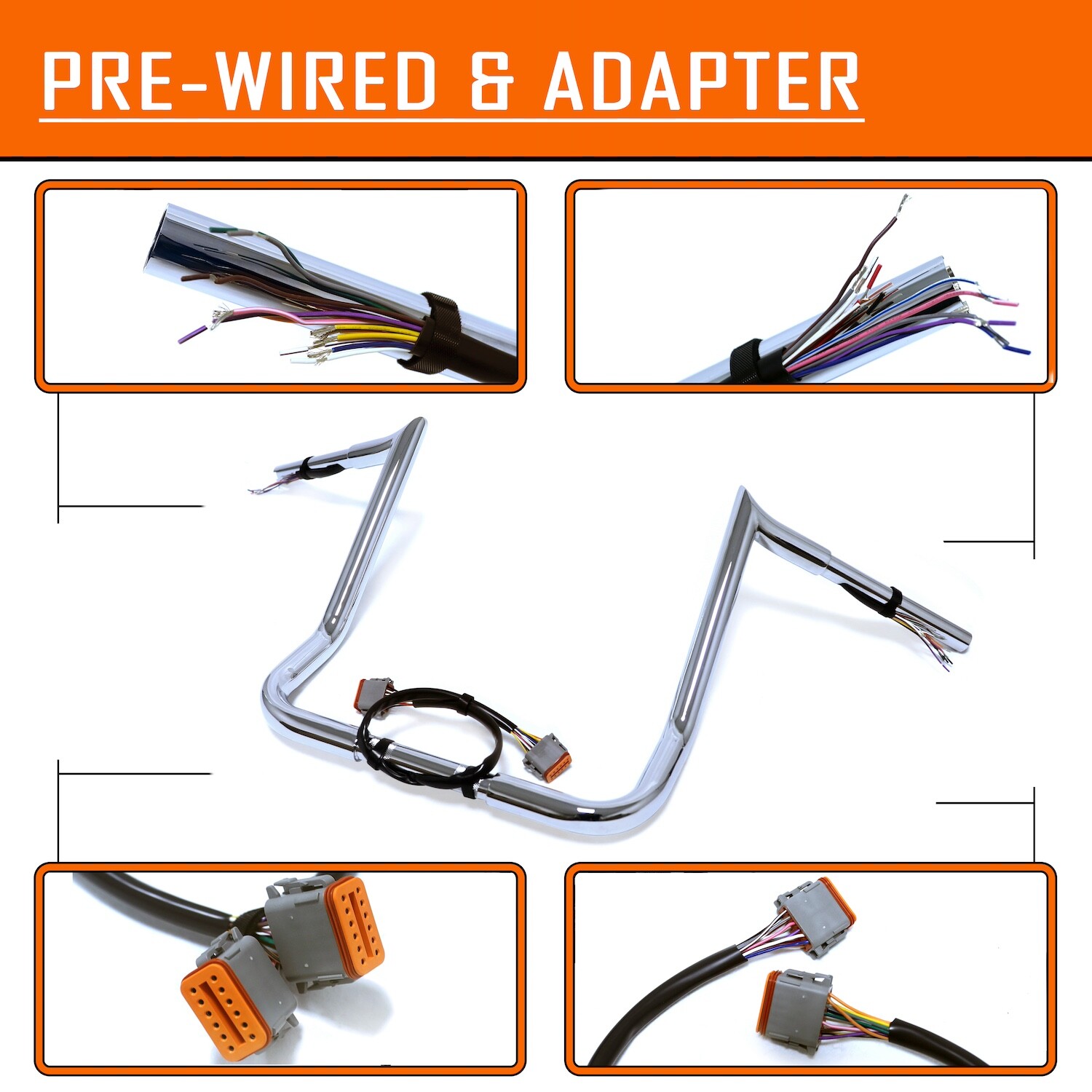 12" Prewired 1.25" Meat-hook Bar For 96-06 FLHT FLHTCI FLTRI FLHTI FLHX FLHXI